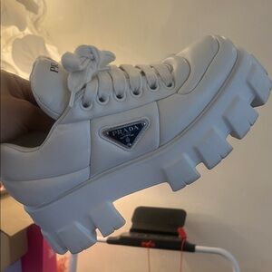 Prada Women's White Platform Sneakers